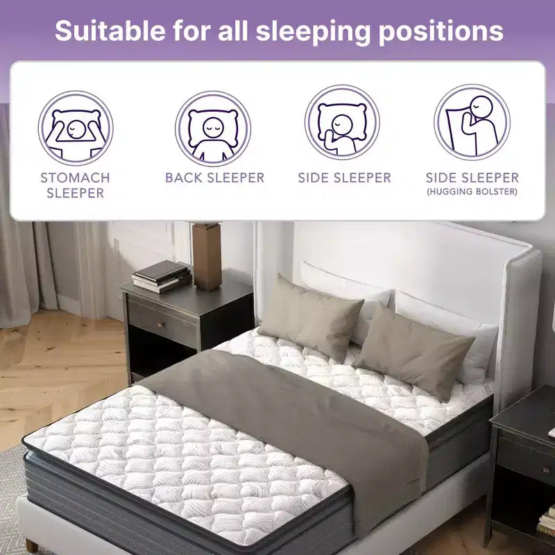Matelas hybride Okak Pressure-Relief à plateau-coussin, Matelas en mousse à mémoire de forme à faible transfert de mouvement, Matelas en mousse pour la maison, l'hôtel