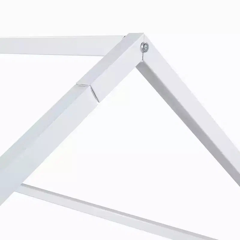 Lit Montessori en Métal avec Porte et Barrières, Cadre de Lit de Sol en Forme de Maison pour Enfants et Tout-Petits
