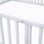 Lit Montessori en Métal avec Porte et Barrières, Cadre de Lit de Sol en Forme de Maison pour Enfants et Tout-Petits