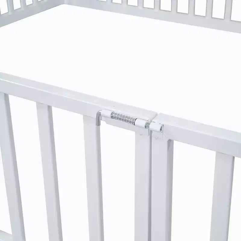 Lit Montessori en Métal avec Porte et Barrières, Cadre de Lit de Sol en Forme de Maison pour Enfants et Tout-Petits