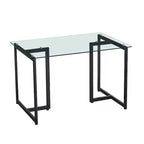HomeRoots 47 Clear And Black Glass And Metal Dining Table