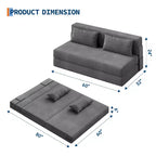Canapé-lit pliant convertible 80, canapé-lit de sol paresseux portable, futon convertible avec oreiller, tissu de lin moderne, pour salon (grand)