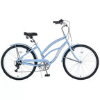Whisen 26 Adultes Femmes Vélos de Plein Air, Vélo de Plage avec Cadre en Acier et Cadre Bas Incliné, 7 Vitesses