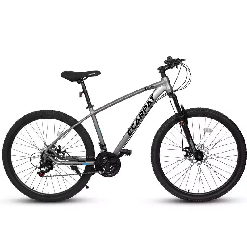 Whisen VTT 27 pouces 21 vitesses, fourche à suspension, cadre en aluminium, frein à disque - Gris
