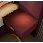 GDFStudio Noxon - Cadre de lit moderne en velours avec tête de lit capitonnée, lumières LED et 2 tables de chevet flottantes