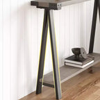 Table console de ferme COZONY avec étagère de rangement à 2 niveaux, table d'entrée/couloir rustique en bois et métal avec étagère inférieure pour canapé