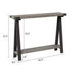 Table console de ferme COZONY avec étagère de rangement à 2 niveaux, table d'entrée/couloir rustique en bois et métal avec étagère inférieure pour canapé