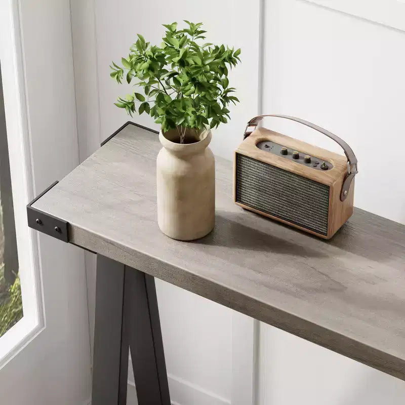 Table console de ferme COZONY avec étagère de rangement à 2 niveaux, table d'entrée/couloir rustique en bois et métal avec étagère inférieure pour canapé