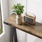 Table console de ferme COZONY avec étagère de rangement à 2 niveaux, table d'entrée/couloir rustique en bois et métal avec étagère inférieure pour canapé