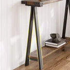 Table console de ferme COZONY avec étagère de rangement à 2 niveaux, table d'entrée/couloir rustique en bois et métal avec étagère inférieure pour canapé