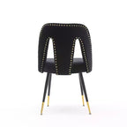Chaise de salle à manger en velours moderne et contemporaine MAYEERTY - Clous décoratifs, pieds en métal noir à embouts dorés
