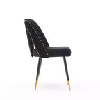 Chaise de salle à manger en velours moderne et contemporaine MAYEERTY - Clous décoratifs, pieds en métal noir à embouts dorés