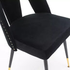 Chaise de salle à manger en velours moderne et contemporaine MAYEERTY - Clous décoratifs, pieds en métal noir à embouts dorés