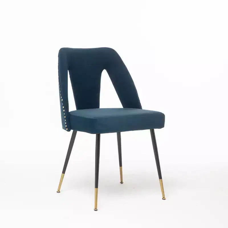 Chaise de salle à manger en velours moderne et contemporaine MAYEERTY - Clous décoratifs, pieds en métal noir à embouts dorés