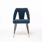 Chaise de salle à manger en velours moderne et contemporaine MAYEERTY - Clous décoratifs, pieds en métal noir à embouts dorés