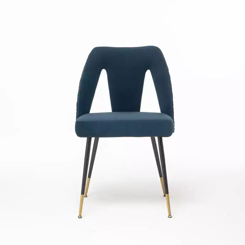Chaise de salle à manger en velours moderne et contemporaine MAYEERTY - Clous décoratifs, pieds en métal noir à embouts dorés