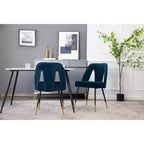 Chaise de salle à manger en velours moderne et contemporaine MAYEERTY - Clous décoratifs, pieds en métal noir à embouts dorés