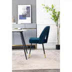 Chaise de salle à manger en velours moderne et contemporaine MAYEERTY - Clous décoratifs, pieds en métal noir à embouts dorés