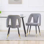 Chaise de salle à manger en velours moderne et contemporaine MAYEERTY - Clous décoratifs, pieds en métal noir à embouts dorés