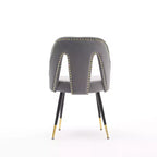 Chaise de salle à manger en velours moderne et contemporaine MAYEERTY - Clous décoratifs, pieds en métal noir à embouts dorés