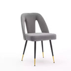 Chaise de salle à manger en velours moderne et contemporaine MAYEERTY - Clous décoratifs, pieds en métal noir à embouts dorés