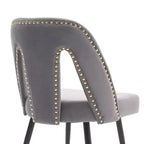 Chaise de salle à manger en velours moderne et contemporaine MAYEERTY - Clous décoratifs, pieds en métal noir à embouts dorés