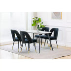 Chaise de salle à manger en velours moderne et contemporaine MAYEERTY - Clous décoratifs, pieds en métal noir à embouts dorés