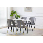 Chaise de salle à manger en velours moderne et contemporaine MAYEERTY - Clous décoratifs, pieds en métal noir à embouts dorés