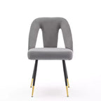 Chaise de salle à manger en velours moderne et contemporaine MAYEERTY - Clous décoratifs, pieds en métal noir à embouts dorés