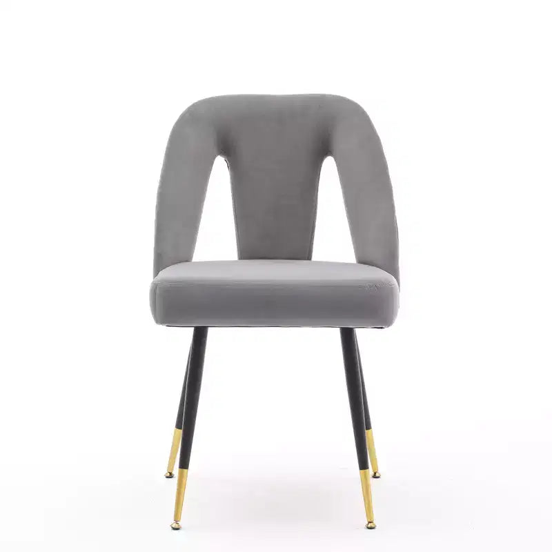 Chaise de salle à manger en velours moderne et contemporaine MAYEERTY - Clous décoratifs, pieds en métal noir à embouts dorés