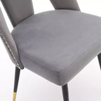 Chaise de salle à manger en velours moderne et contemporaine MAYEERTY - Clous décoratifs, pieds en métal noir à embouts dorés