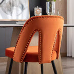 Chaise de salle à manger en velours moderne et contemporaine MAYEERTY - Clous décoratifs, pieds en métal noir à embouts dorés