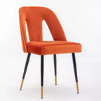 Chaise de salle à manger en velours moderne et contemporaine MAYEERTY - Clous décoratifs, pieds en métal noir à embouts dorés