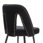 Chaise de salle à manger en velours moderne et contemporaine MAYEERTY - Clous décoratifs, pieds en métal noir à embouts dorés