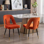 Chaise de salle à manger en velours moderne et contemporaine MAYEERTY - Clous décoratifs, pieds en métal noir à embouts dorés