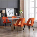 Chaise de salle à manger en velours moderne et contemporaine MAYEERTY - Clous décoratifs, pieds en métal noir à embouts dorés