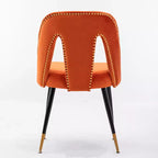 Chaise de salle à manger en velours moderne et contemporaine MAYEERTY - Clous décoratifs, pieds en métal noir à embouts dorés
