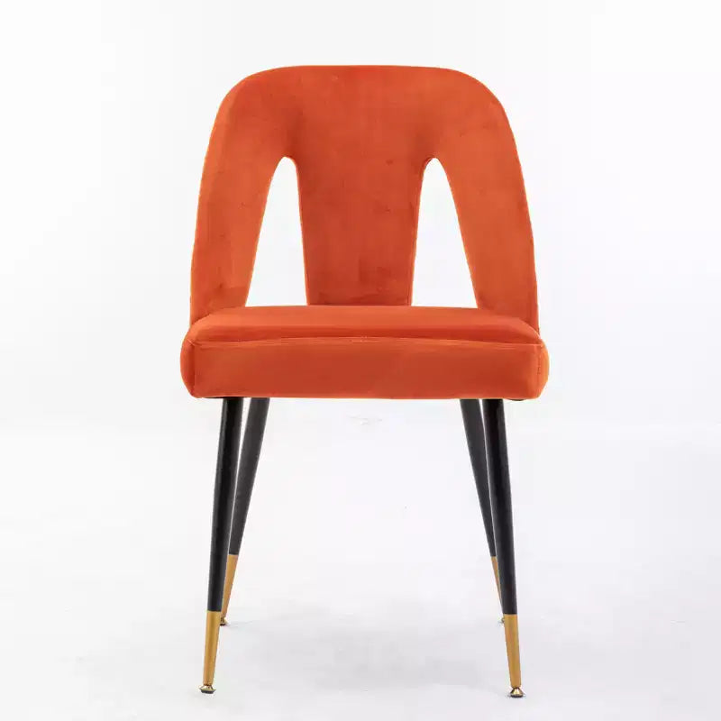 Chaise de salle à manger en velours moderne et contemporaine MAYEERTY - Clous décoratifs, pieds en métal noir à embouts dorés
