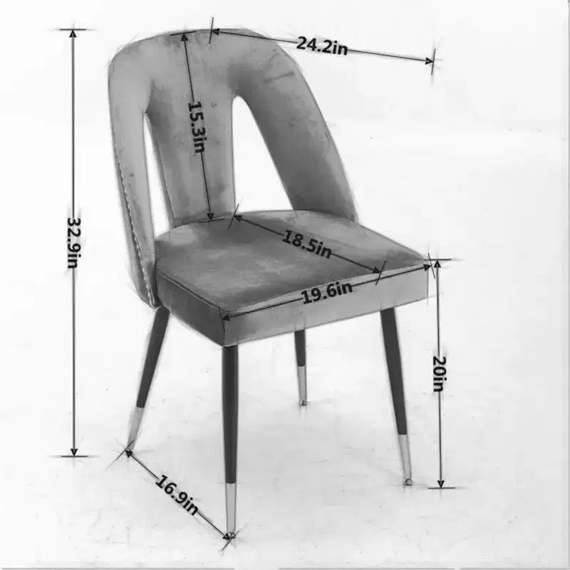 Chaise de salle à manger en velours moderne et contemporaine MAYEERTY - Clous décoratifs, pieds en métal noir à embouts dorés