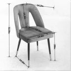 Chaise de salle à manger en velours moderne et contemporaine MAYEERTY - Clous décoratifs, pieds en métal noir à embouts dorés