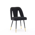 Chaise de salle à manger en velours moderne et contemporaine MAYEERTY - Clous décoratifs, pieds en métal noir à embouts dorés