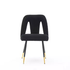 Chaise de salle à manger en velours moderne et contemporaine MAYEERTY - Clous décoratifs, pieds en métal noir à embouts dorés