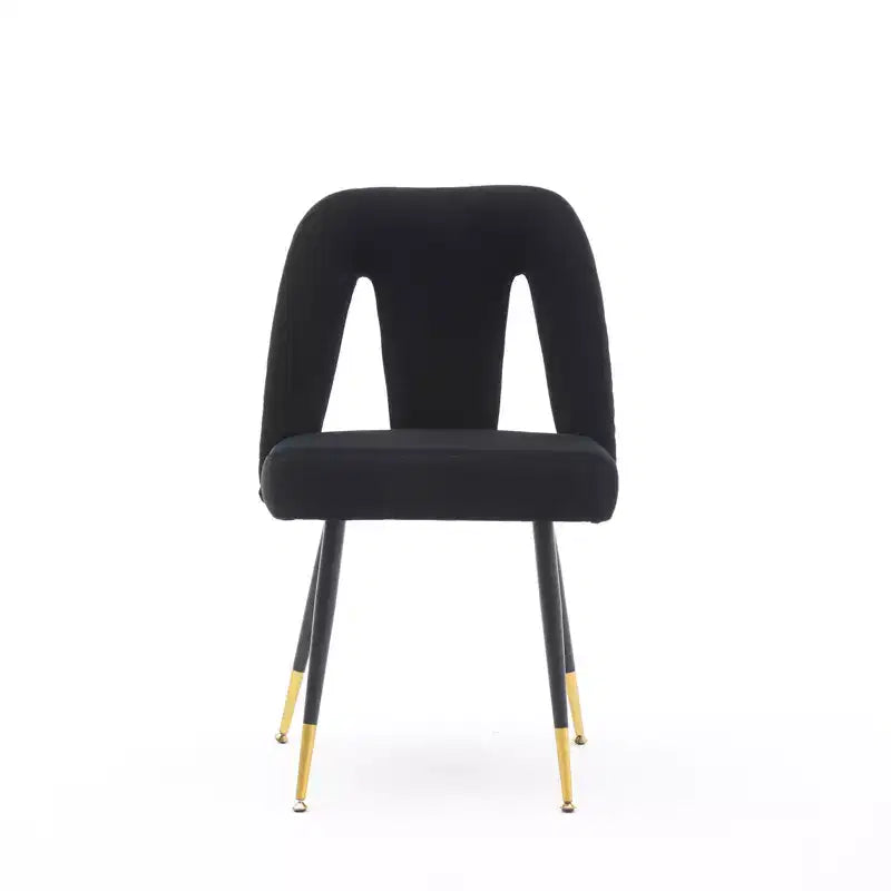 Chaise de salle à manger en velours moderne et contemporaine MAYEERTY - Clous décoratifs, pieds en métal noir à embouts dorés