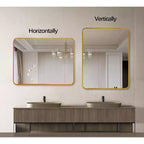 Miroir mural rectangulaire 24 x 36 pouces à cadre métallique doré, miroir décoratif pour coiffeuse de salle de bain