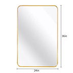 Miroir mural rectangulaire 24 x 36 pouces à cadre métallique doré, miroir décoratif pour coiffeuse de salle de bain