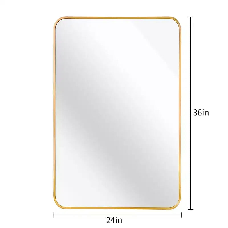 Miroir mural rectangulaire 24 x 36 pouces à cadre métallique doré, miroir décoratif pour coiffeuse de salle de bain