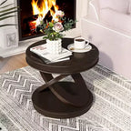 Table d'appoint Okak Retro avec cadre en X, table d'appoint avec plateau et base épais, table d'appoint pour salle à manger ou salon familial, espresso