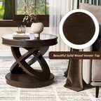 Table d'appoint Okak Retro avec cadre en X, table d'appoint avec plateau et base épais, table d'appoint pour salle à manger ou salon familial, espresso