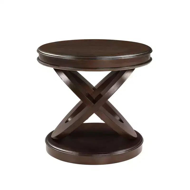 Table d'appoint Okak Retro avec cadre en X, table d'appoint avec plateau et base épais, table d'appoint pour salle à manger ou salon familial, espresso
