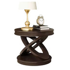Table d'appoint Okak Retro avec cadre en X, table d'appoint avec plateau et base épais, table d'appoint pour salle à manger ou salon familial, espresso
